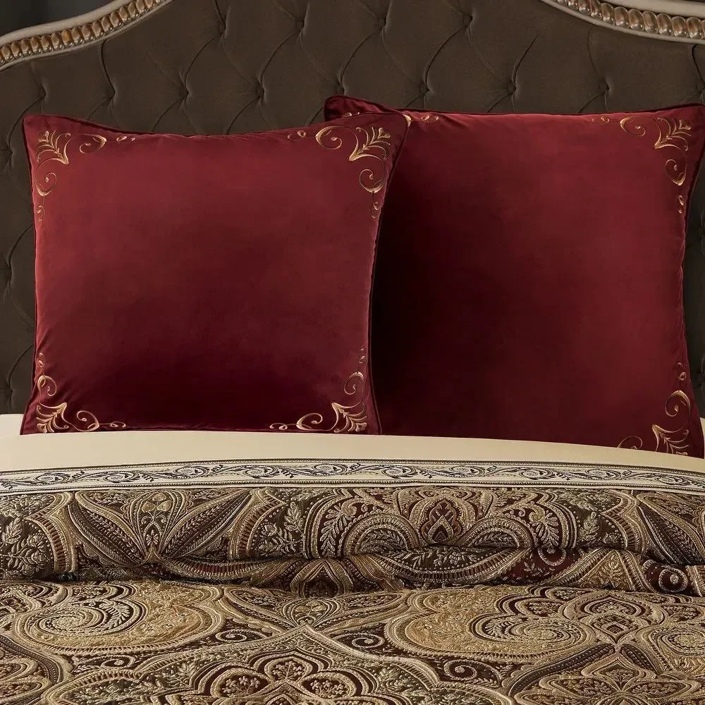 Five Queens Court Bordeaux Crimson Euro Sham Luxury Euro 26